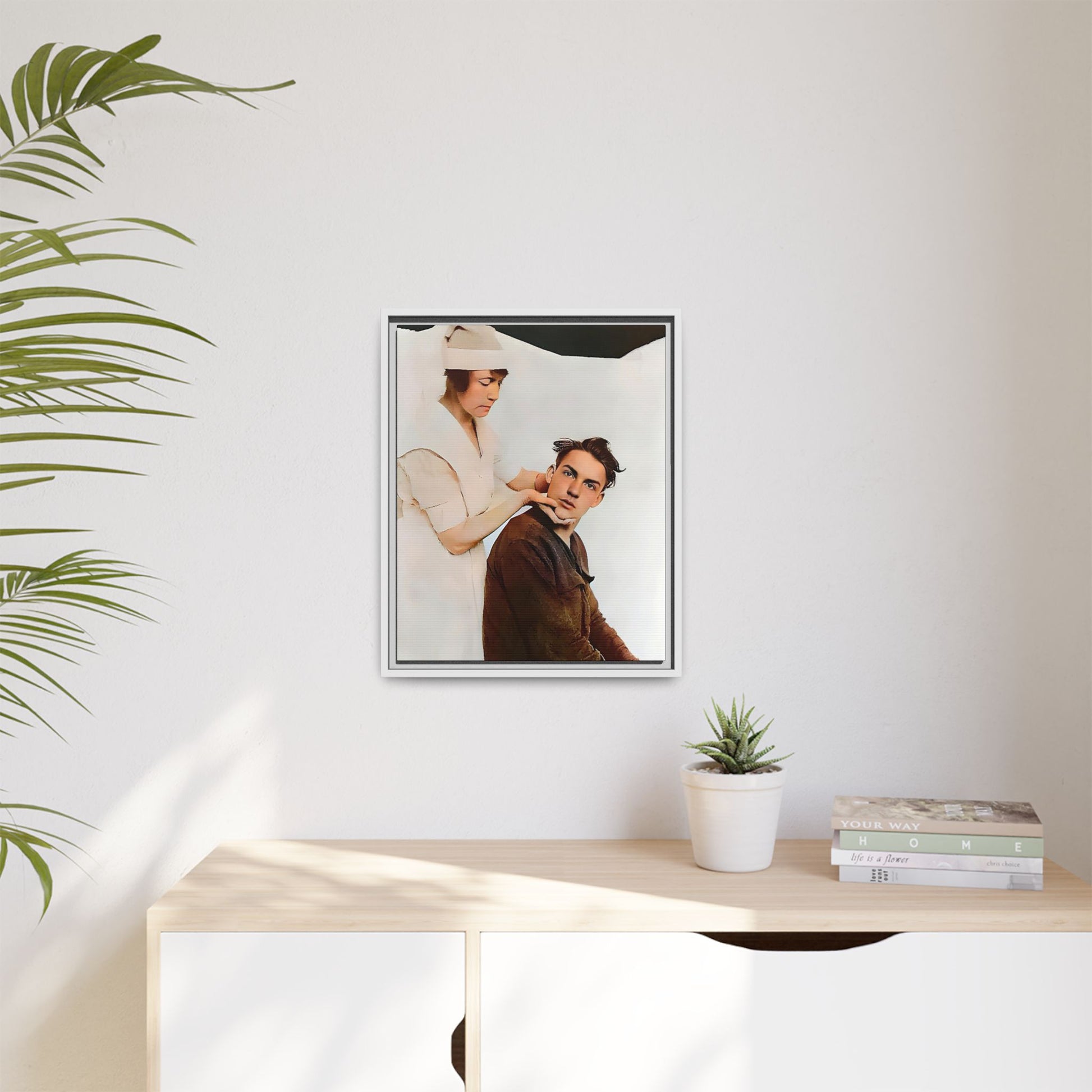 A restored vintage portrait of Dillion in Salt Lake City, Utah. This framed matte canvas captures human connection, care, and resilience. Gay Conversion Therapy
