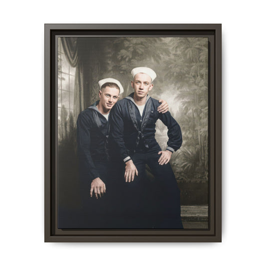 Vintage sailor portrait reproduced as framed canvas wall art