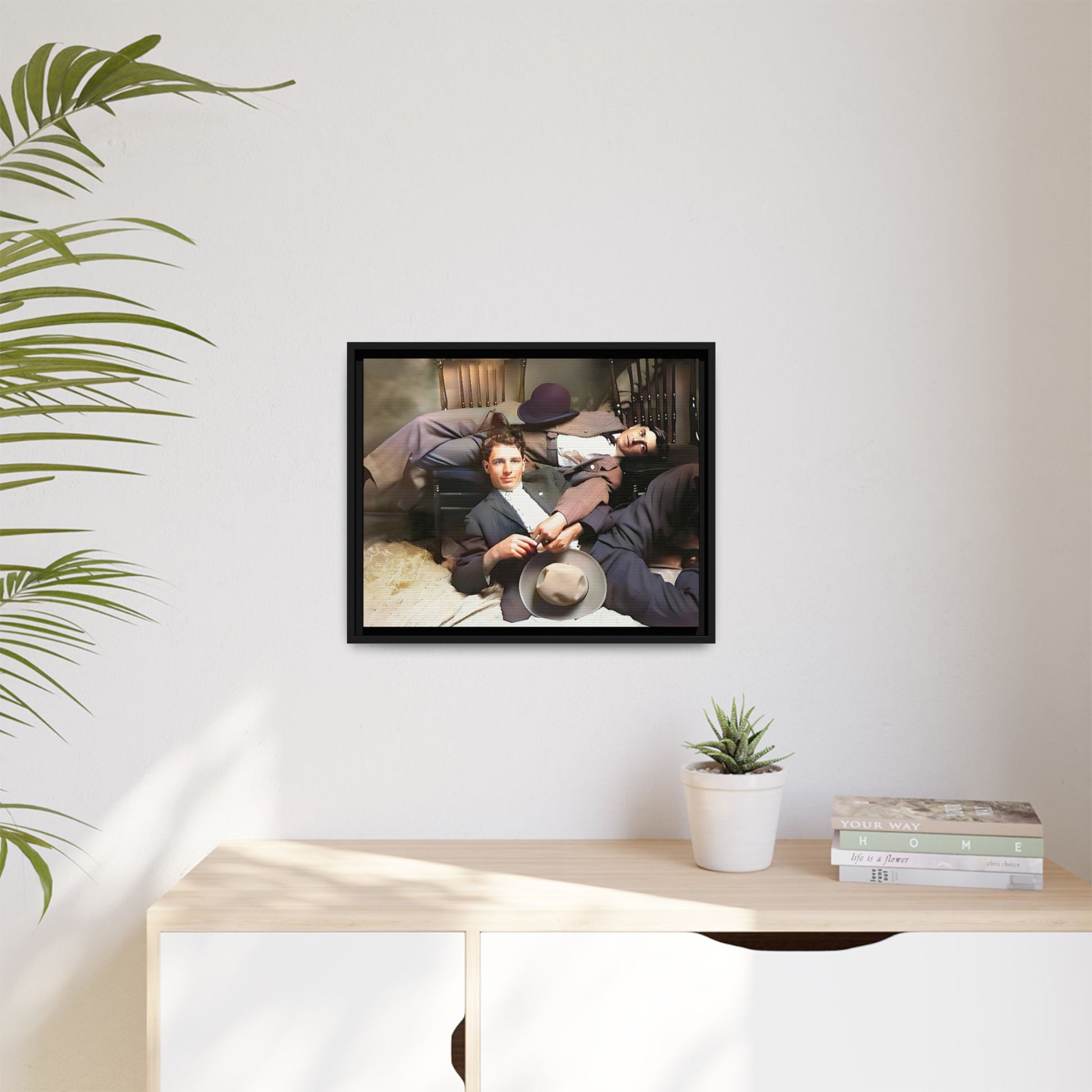A vintage portrait of Victor & Benjamin in Madison, Wisconsin. This framed matte canvas captures LGBTQ+ history, love, and deep connection, making it a meaningful and timeless addition to any collection or home decor. Gay Couple