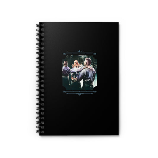 Spiral notebook featuring a colorized vintage photo of two WWII soldiers dancing together at a USO event.