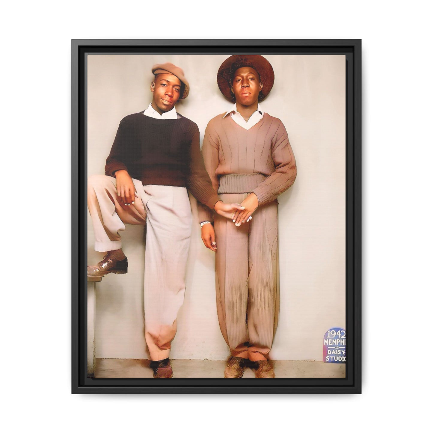 Vintage Gay studio portrait of Kenneth & Edgar, Memphis 1942. A beautifully restored black queer history canvas print celebrating love, resilience, and connection. Queer Couple