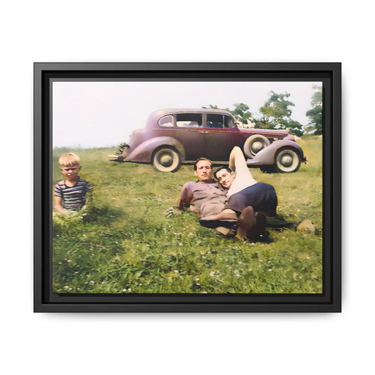 A vintage LGBTQ+ Fathers' Day portrait from Toms River, NJ. This framed matte canvas captures a tender moment of love, resilience, and family, making it a meaningful keepsake for collectors, history lovers, and those celebrating chosen family. Two Dads Vintage Photo