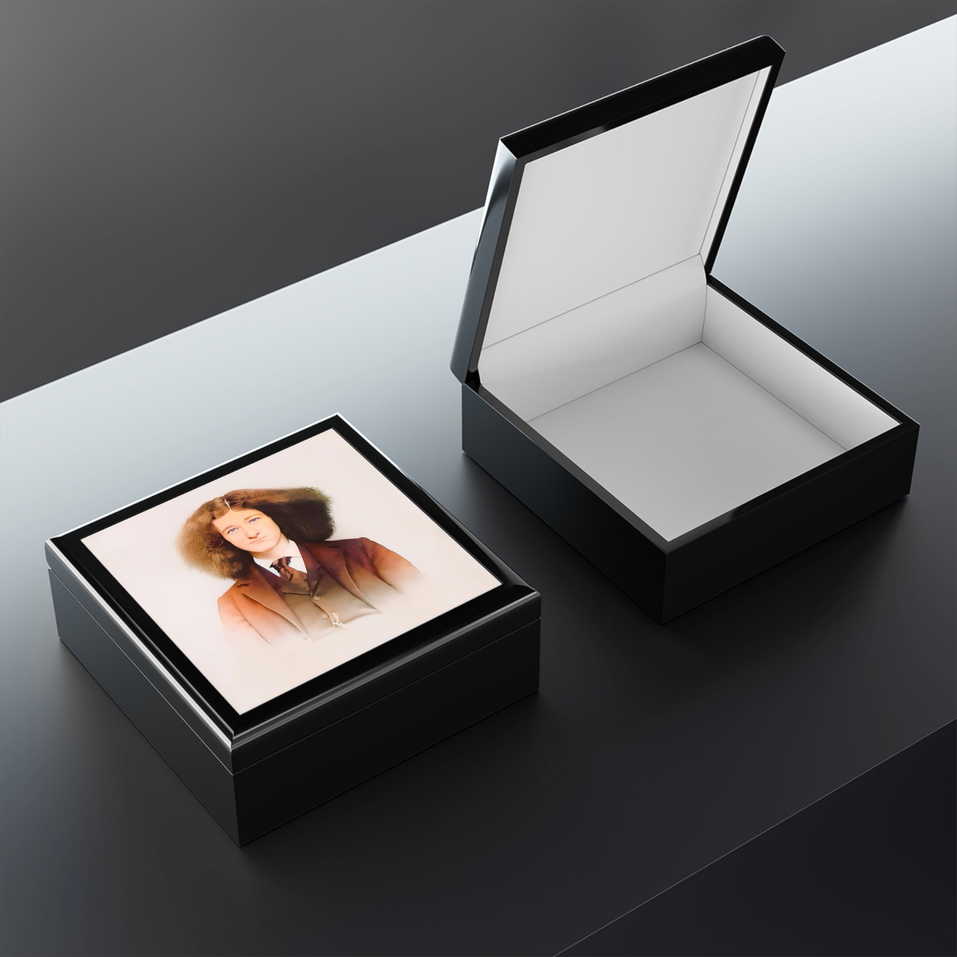Vintage 1916 Trans Man Portrait Keepsake Box | Theo, Philadelphia | Personalized Memory Box