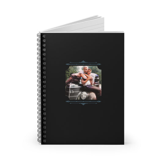 gay couple vintage car, retro lgbtq photo, queer love notebook, summer romance journal