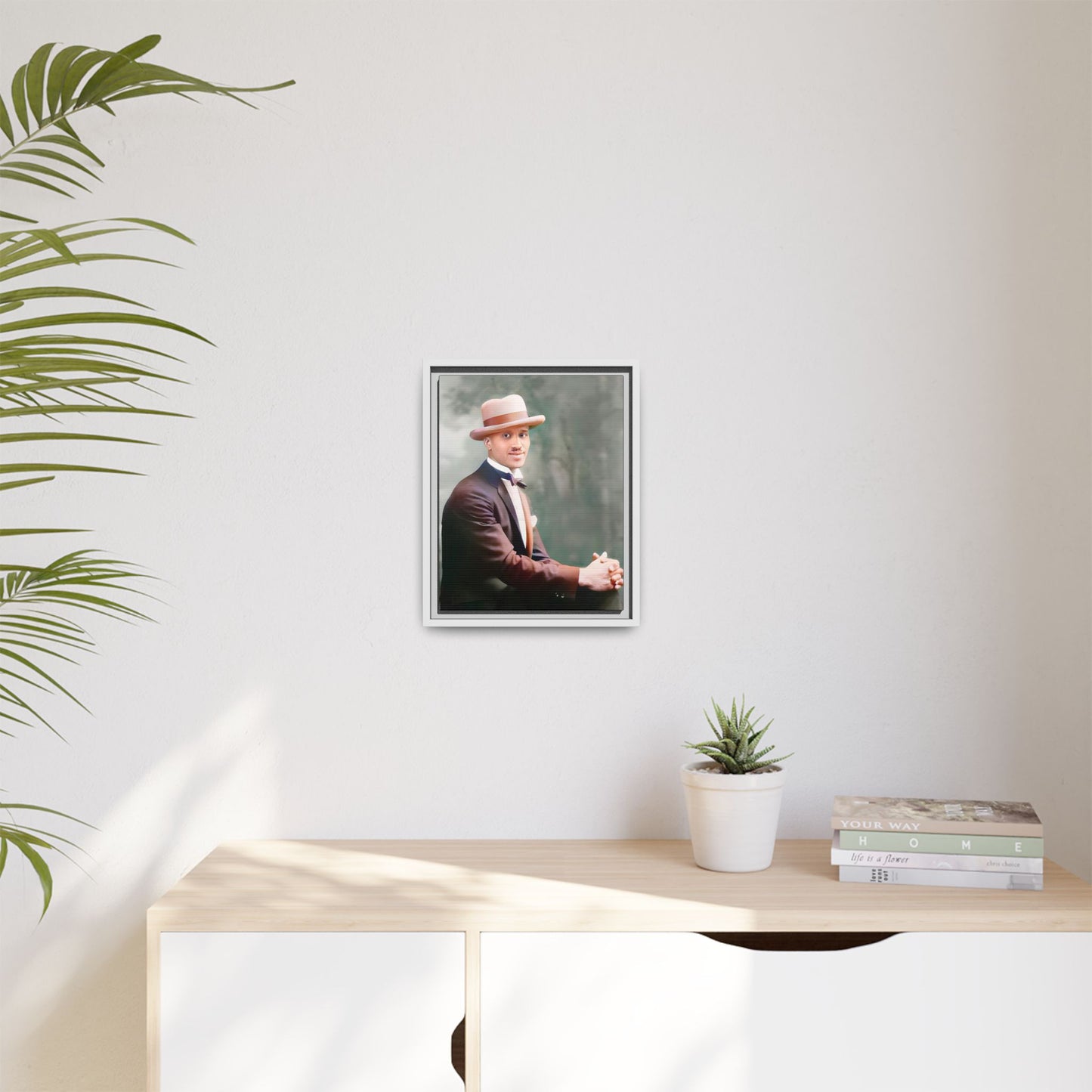 A restored portrait of Jamal from early 20th-century Harlem, dressed in a bow tie and felt hat. This framed matte canvas honors Black history, sophistication, and cultural excellence, perfect for vintage or historically inspired decor.