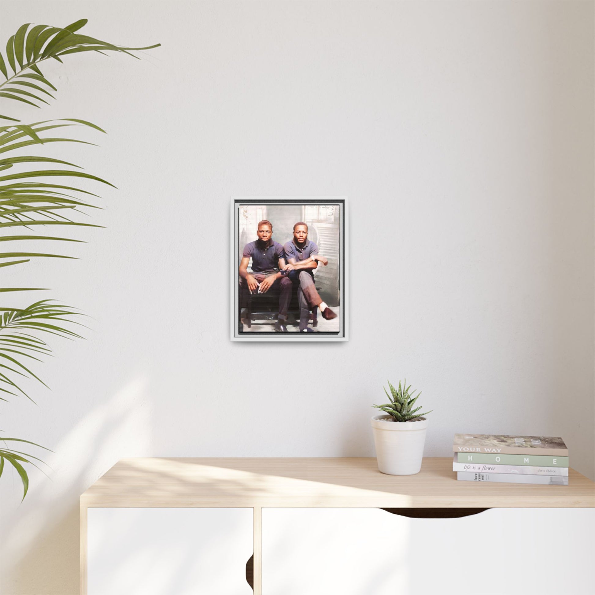 Vintage LGBTQ+ love portrait of Raymond & Paul in Brooklyn, NY. A tribute to African American queer history, now available as a museum-quality matte canvas print. A powerful statement piece celebrating love, identity, and resilience. Gay Couple