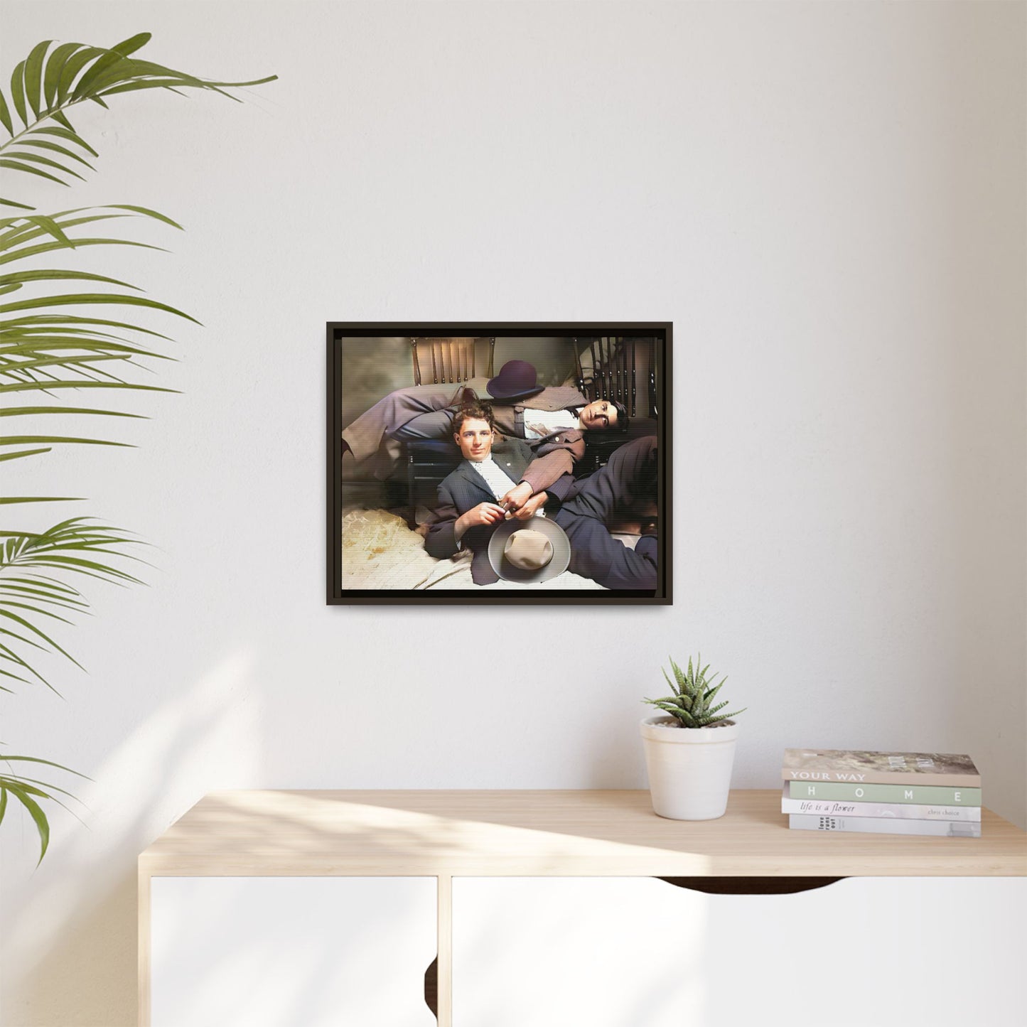 A vintage portrait of Victor & Benjamin in Madison, Wisconsin. This framed matte canvas captures LGBTQ+ history, love, and deep connection, making it a meaningful and timeless addition to any collection or home decor. Gay Couple