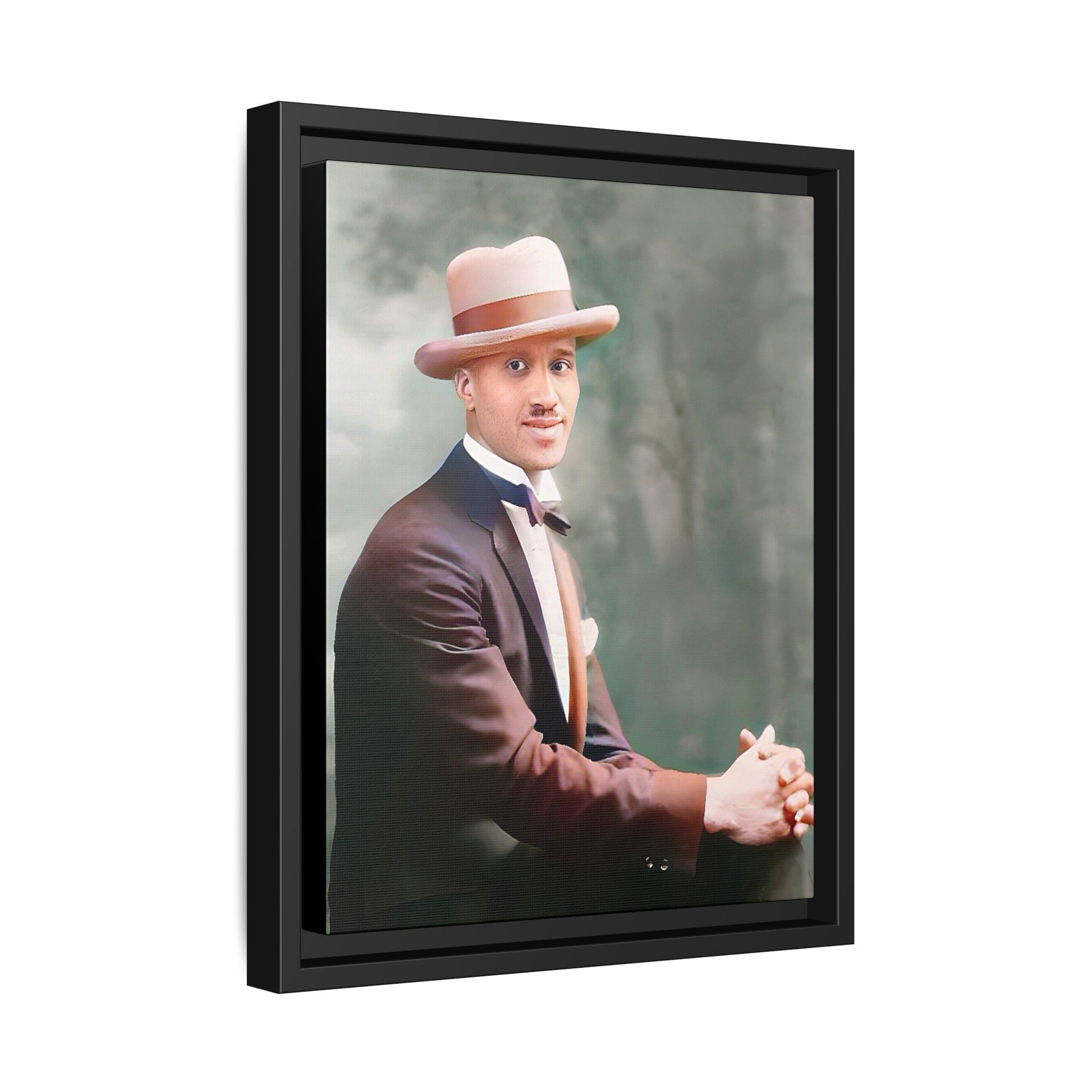 A restored portrait of Jamal from early 20th-century Harlem, dressed in a bow tie and felt hat. This framed matte canvas honors Black history, sophistication, and cultural excellence, perfect for vintage or historically inspired decor.