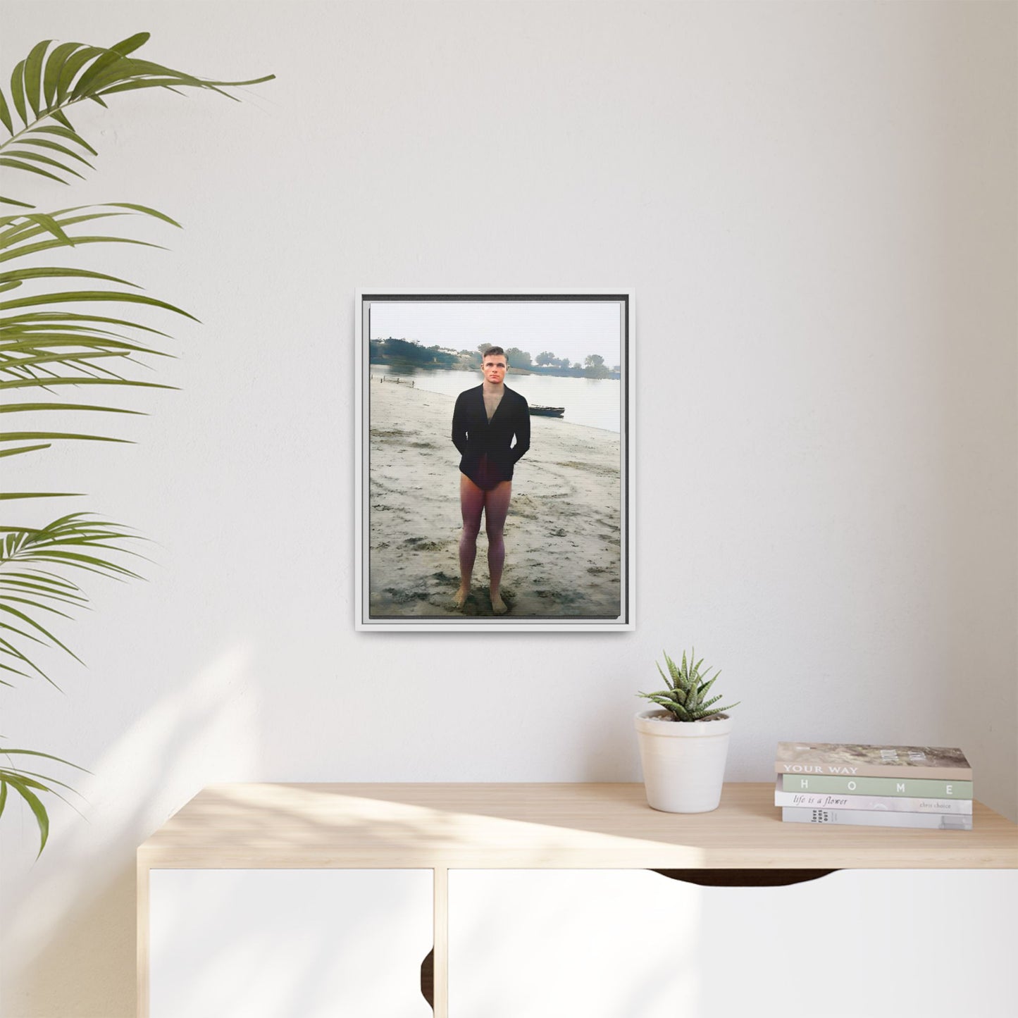 A framed vintage lake portrait on matte canvas featuring Ben at Lake Chicot, Arkansas, capturing solitude, nature, and timeless reflection.