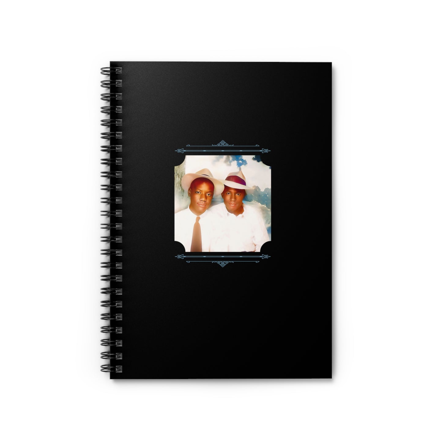 Spiral notebook featuring a 1940s vintage photo of an African-American queer couple in matching hats.