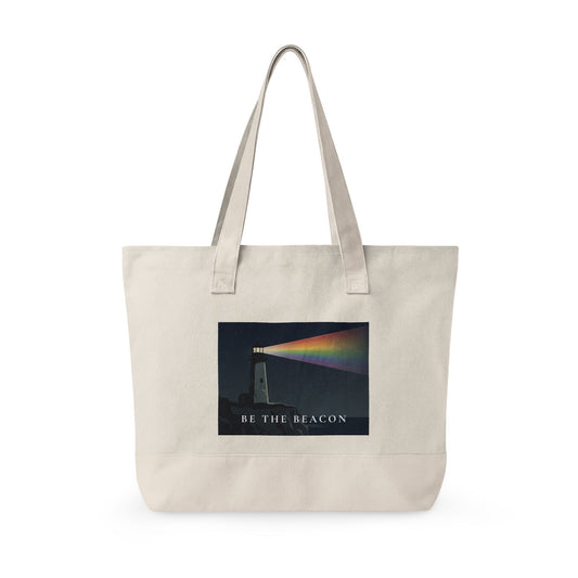LGBTQ pride lighthouse artwork canvas tote bag
