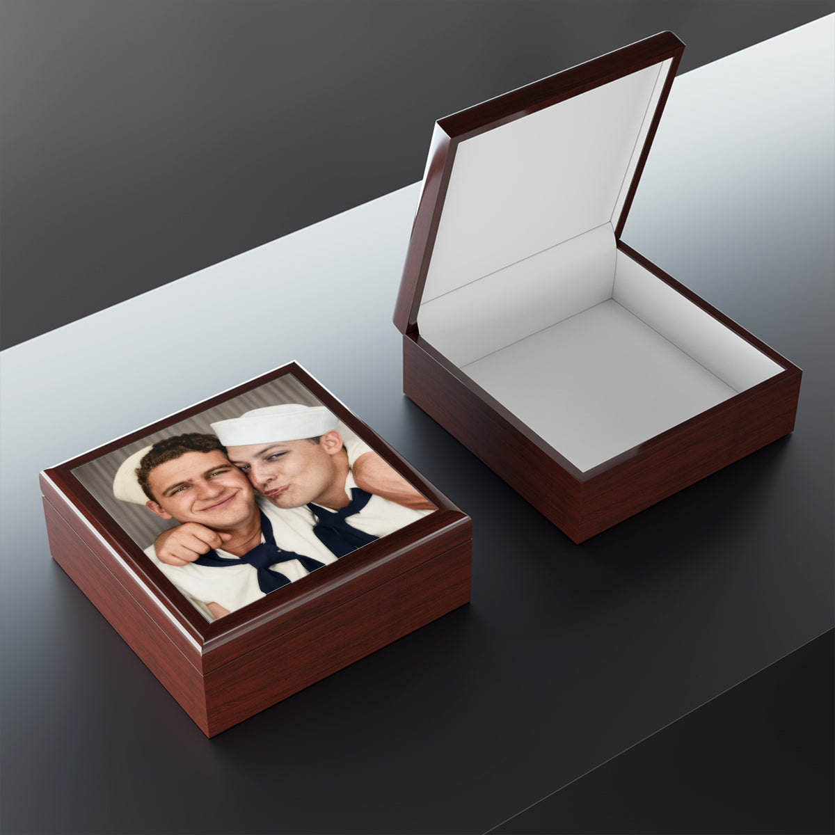 Paire 159 | Vintage Photobooth Series | Two Sailors in a Playful Embrace Keepsake Box