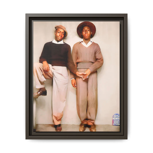 Vintage Gay studio portrait of Kenneth & Edgar, Memphis 1942. A beautifully restored black queer history canvas print celebrating love, resilience, and connection. Queer Couple