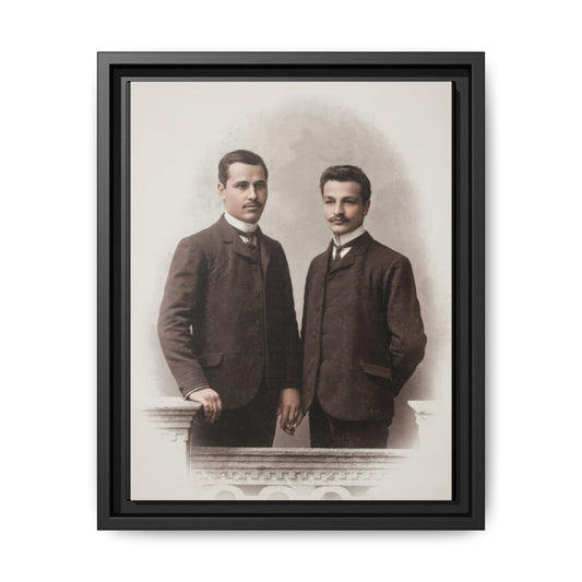 early twentieth century double portrait vintage photograph framed canvas wall art