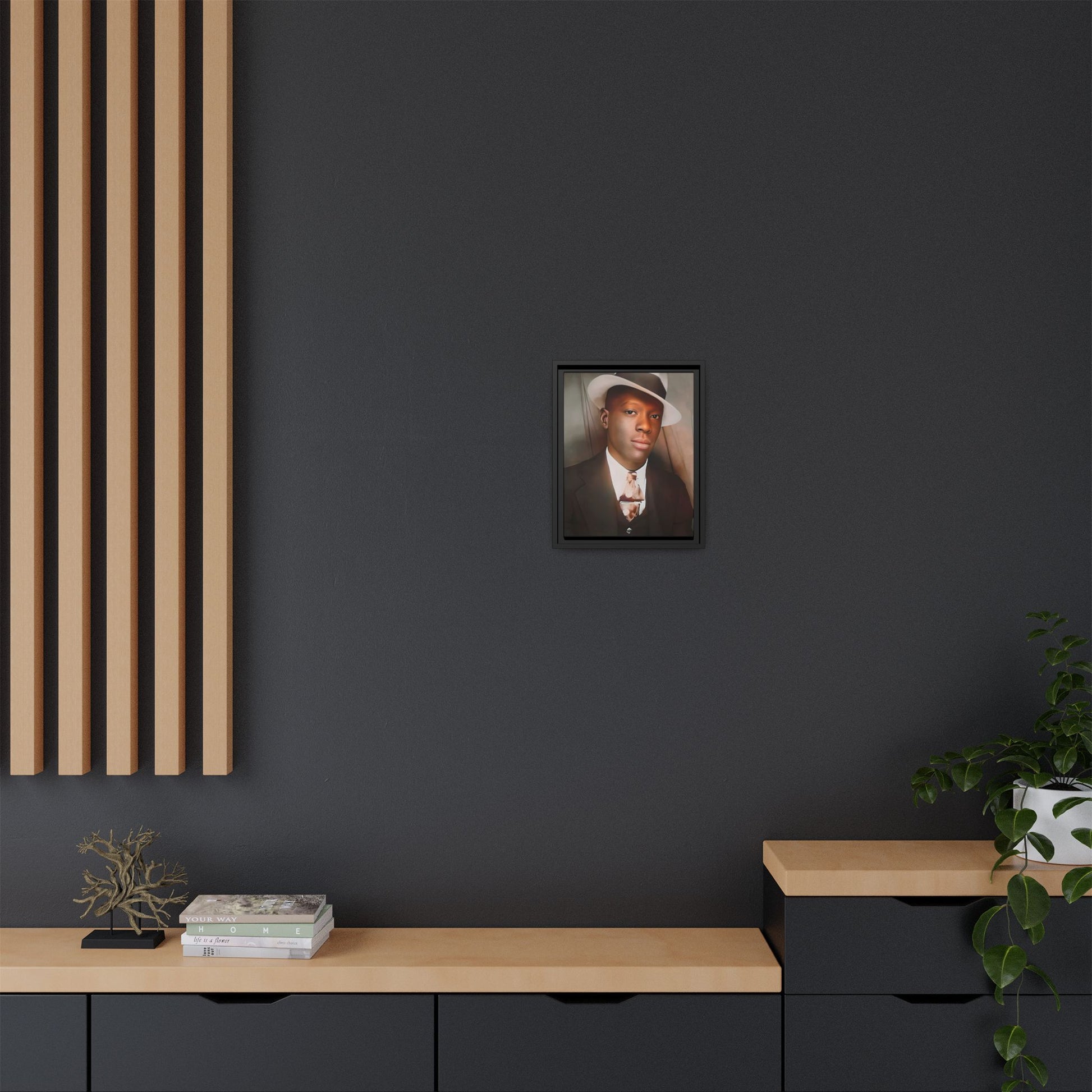 A framed vintage portrait on matte canvas featuring Louis in Meridian, Mississippi, capturing timeless elegance and classic sophistication. African-American Male Photo Booth