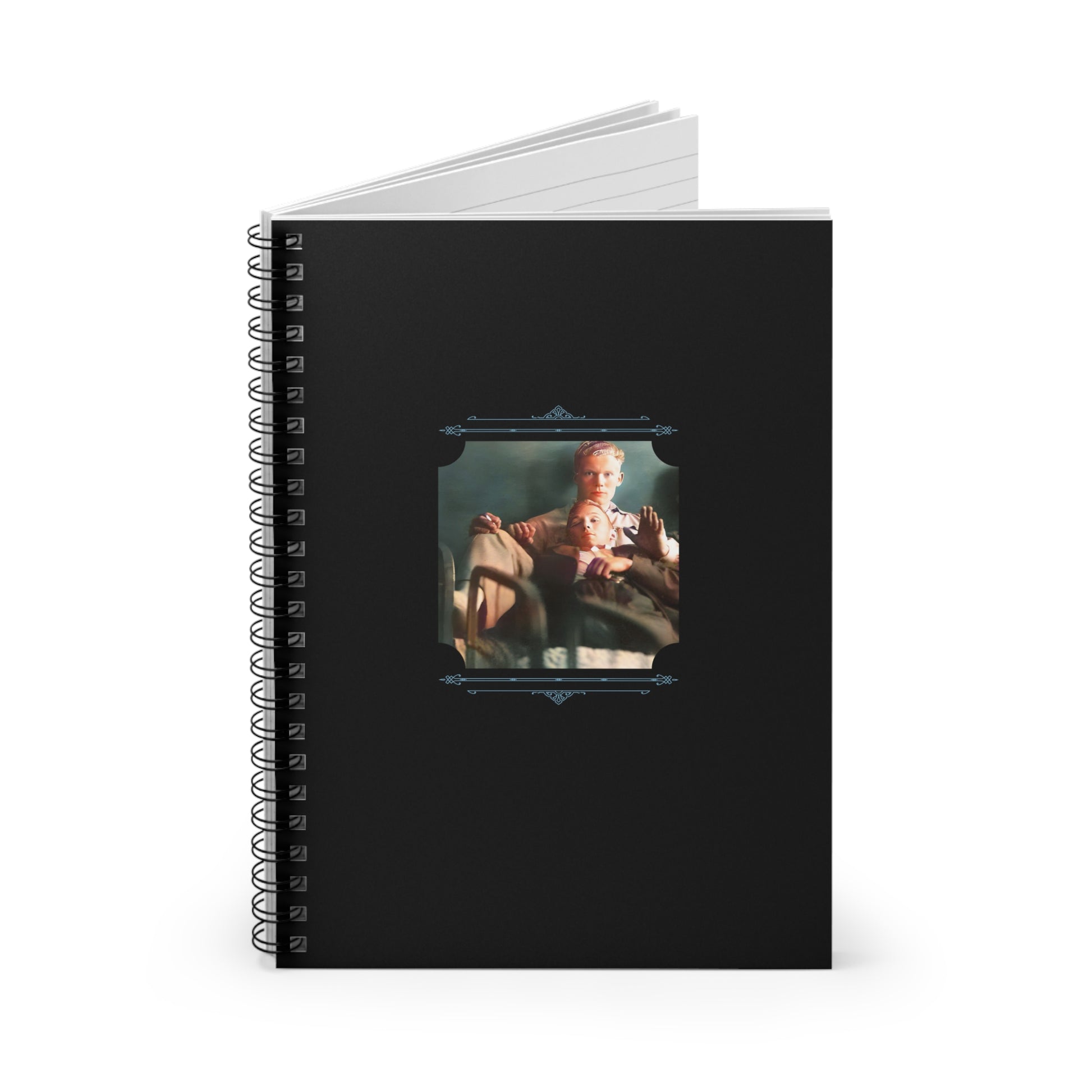 vintage gay couple, lgbtq injury photo, support and resilience notebook, queer historical image