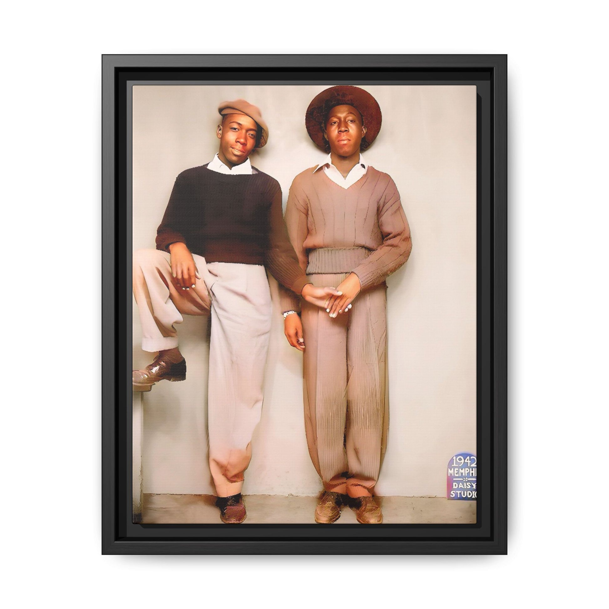 Vintage Gay studio portrait of Kenneth & Edgar, Memphis 1942. A beautifully restored black queer history canvas print celebrating love, resilience, and connection. Queer Couple
