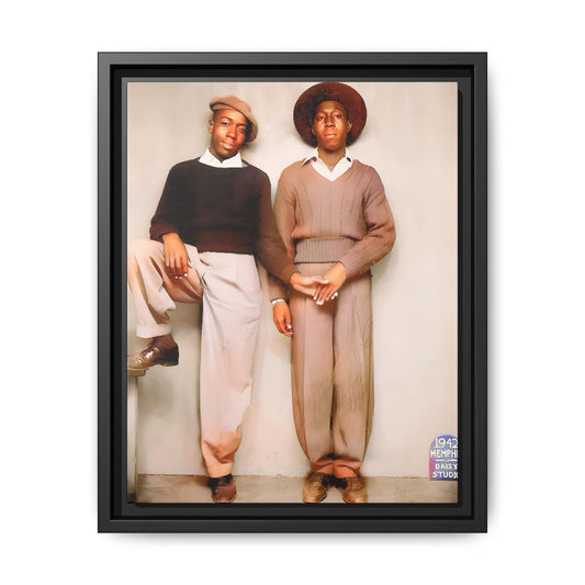 Vintage Gay studio portrait of Kenneth & Edgar, Memphis 1942. A beautifully restored black queer history canvas print celebrating love, resilience, and connection. Queer Couple