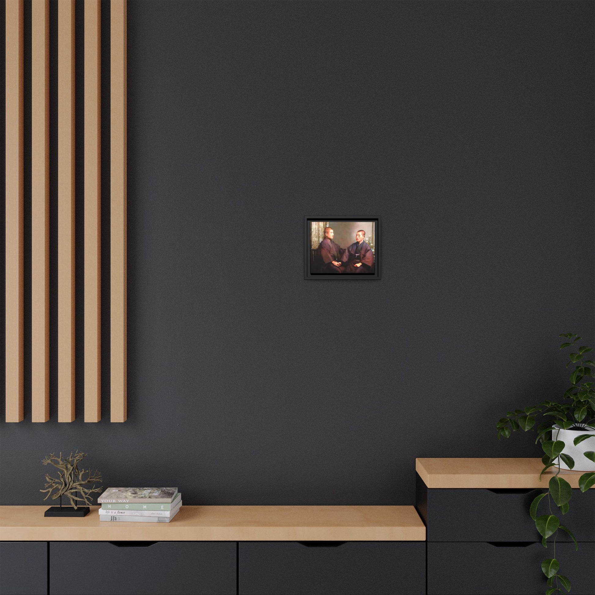 A vintage portrait of Hiroto & Atsushi in Kyoto, Japan. This framed matte canvas celebrates LGBTQ+ love, cultural heritage, and timeless elegance, making it a unique and meaningful art piece for collectors and history enthusiasts. Gay Couple