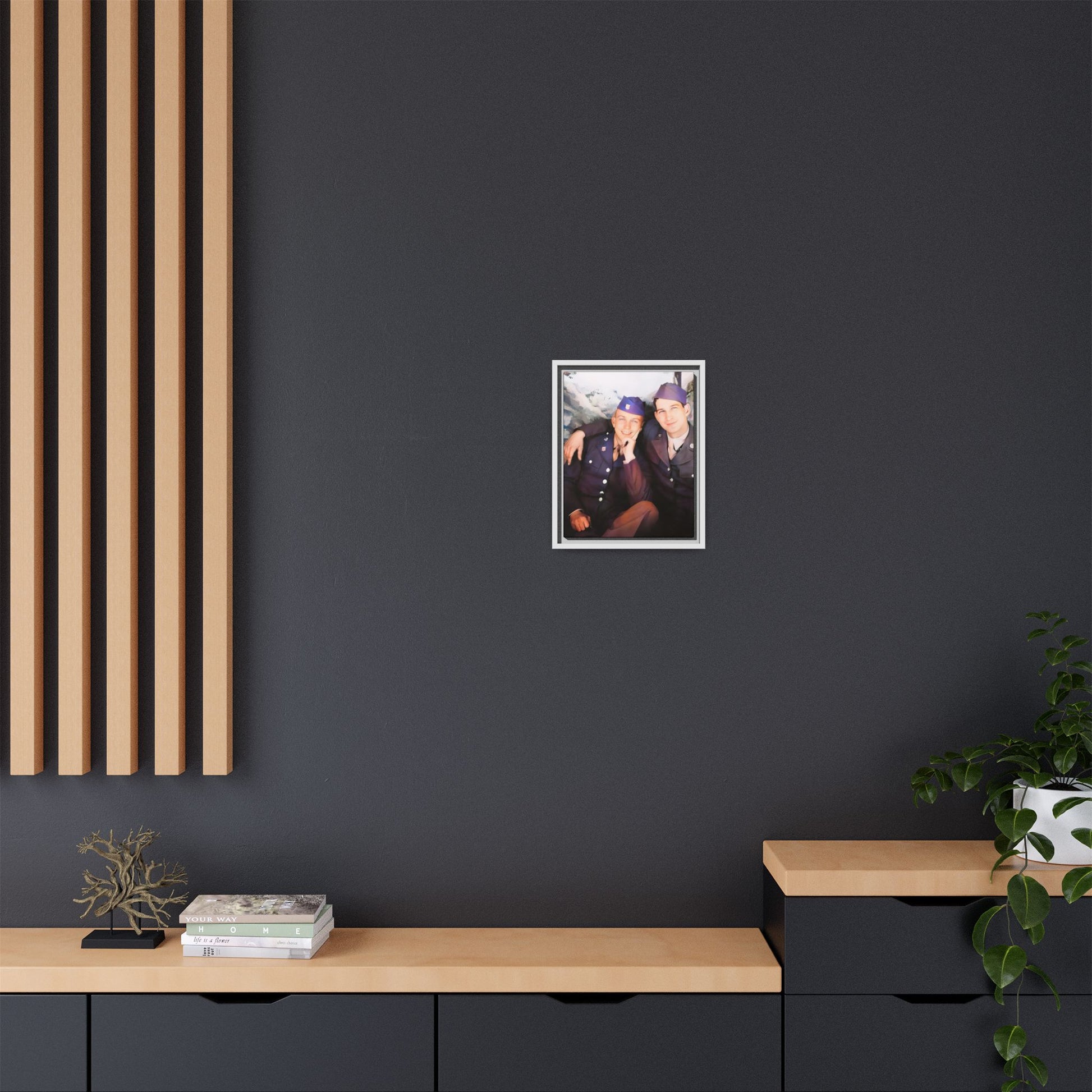 A restored vintage portrait of Willie & Louis at Metro-North Railroad in Harlem, New York. This framed matte canvas celebrates LGBTQ+ history, African American heritage, and timeless love. Gay Couple Love