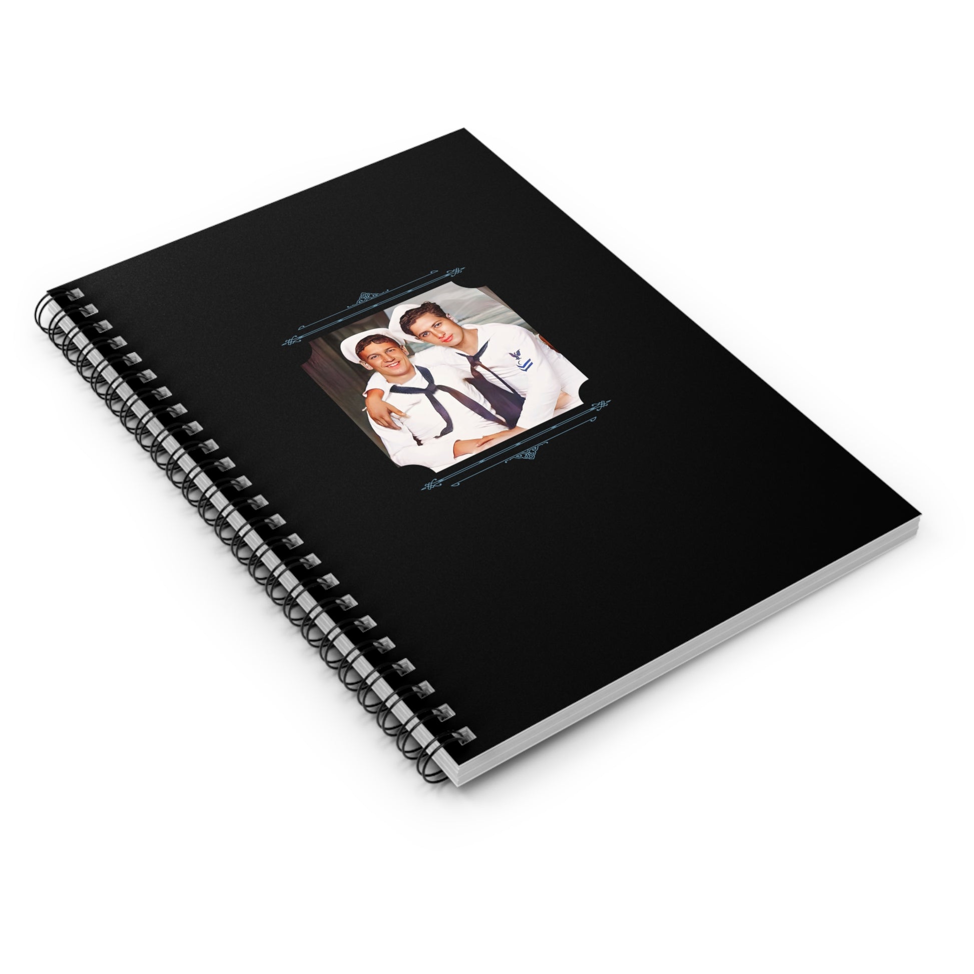 vintage gay sailors notebook, wwii navy couple, lgbtq spiral journal, navy pride stationery, queer photo gift