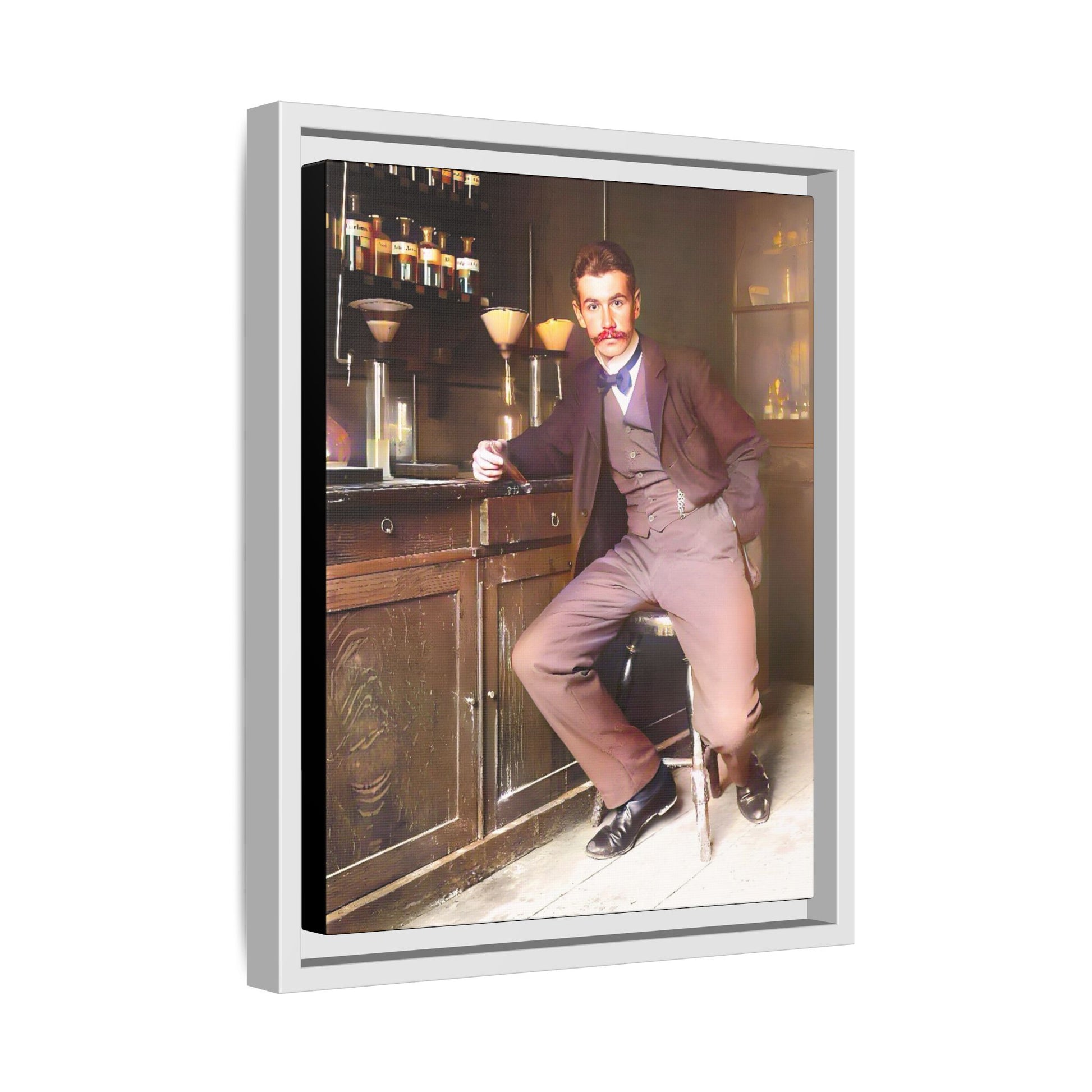 A restored vintage portrait of Dr. Kinnaird in Princeton, NJ. This framed matte canvas captures 19th-century academic excellence, intellect, and scientific history.