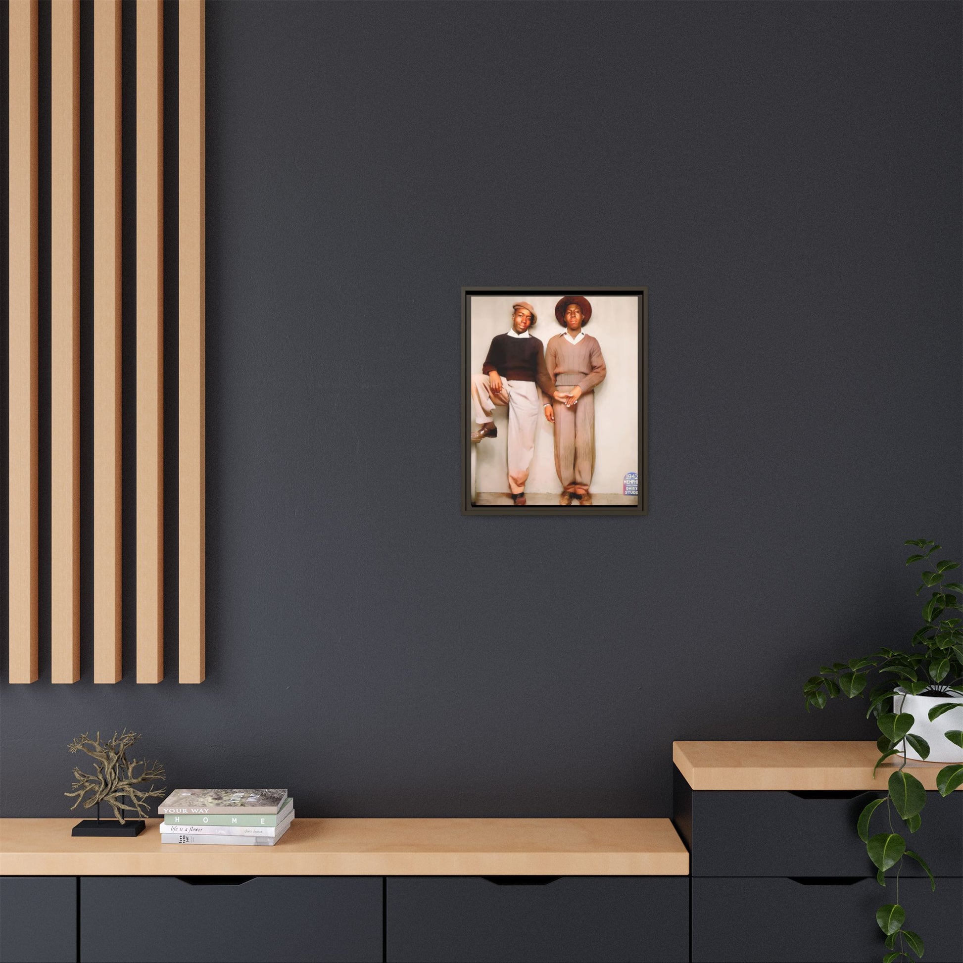Vintage Gay studio portrait of Kenneth & Edgar, Memphis 1942. A beautifully restored black queer history canvas print celebrating love, resilience, and connection. Queer Couple