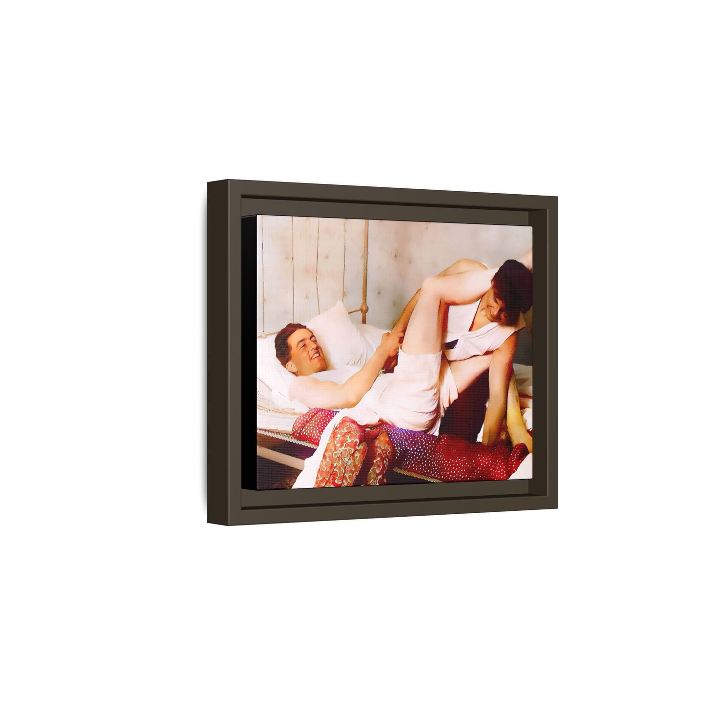 A restored vintage portrait of Andrew & Peter in Galena, Illinois. This framed matte canvas captures LGBTQ+ love, joy, and connection, making it a timeless and meaningful addition to any art collection or home decor. Gay Couple