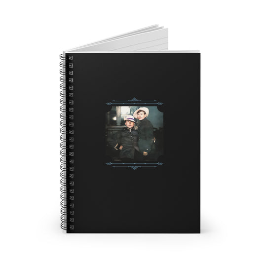 vintage gay couple texas, lgbtq southern pride, gay cowboy notebook, retro couple photo, ruled line journal