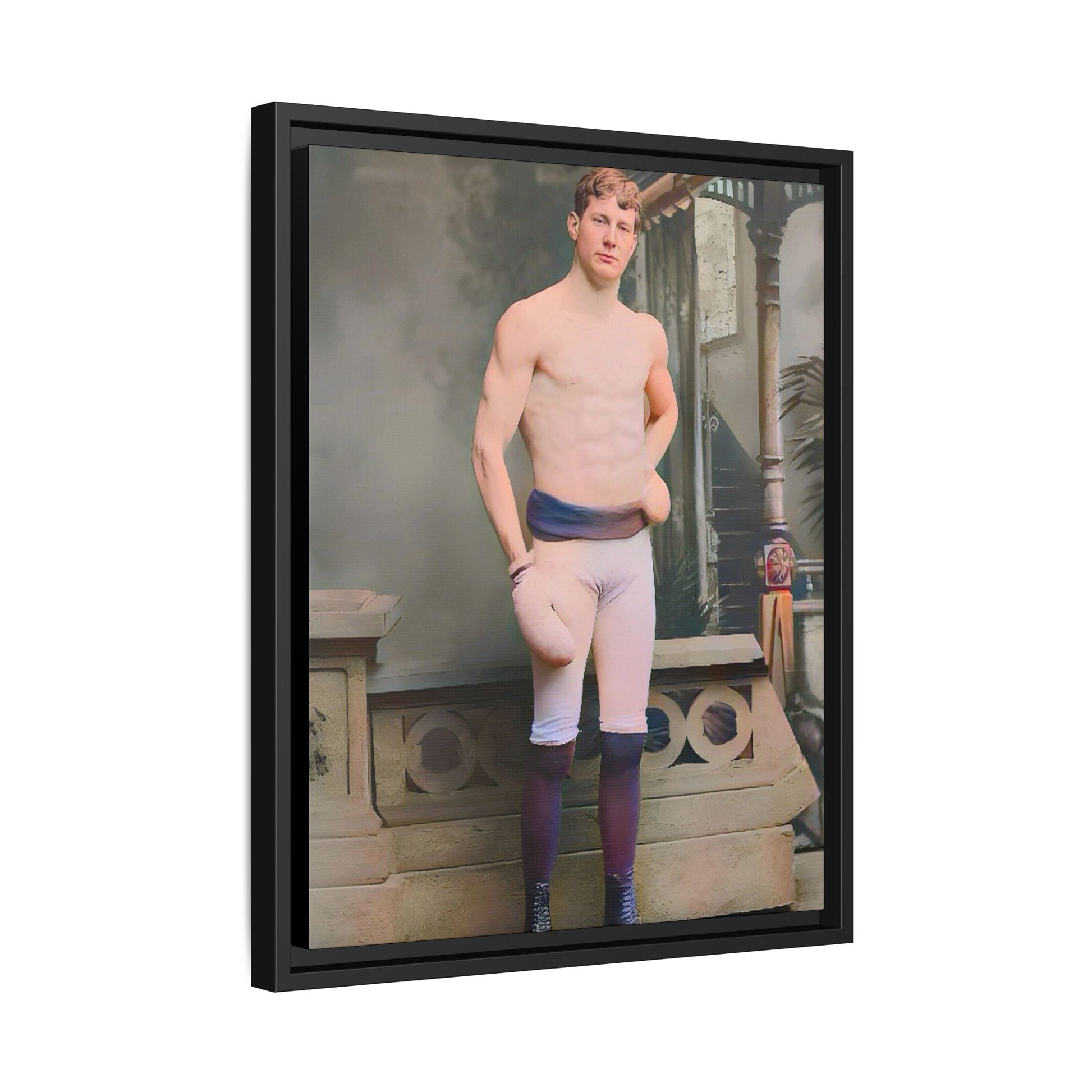 A striking vintage portrait of Otto, a historic Manhattan boxer in gloves and stance. This framed matte canvas print is ideal for boxing fans, sports history lovers, and collectors of retro athletic decor.
