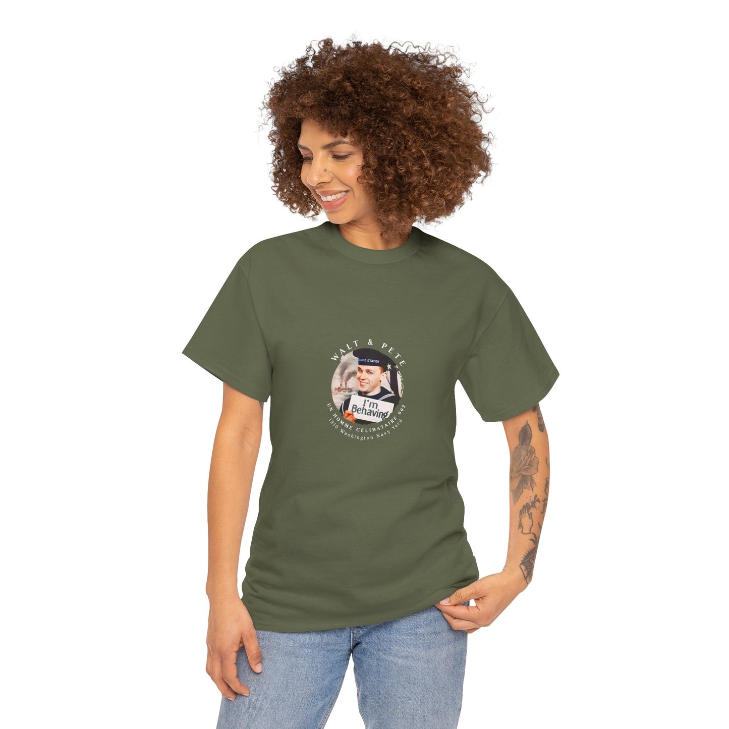 un homme célibataire 002 | Vintage Photo T-Shirt USN U.S. Navy Uniform Warcraft Steam Ship Patriotic
