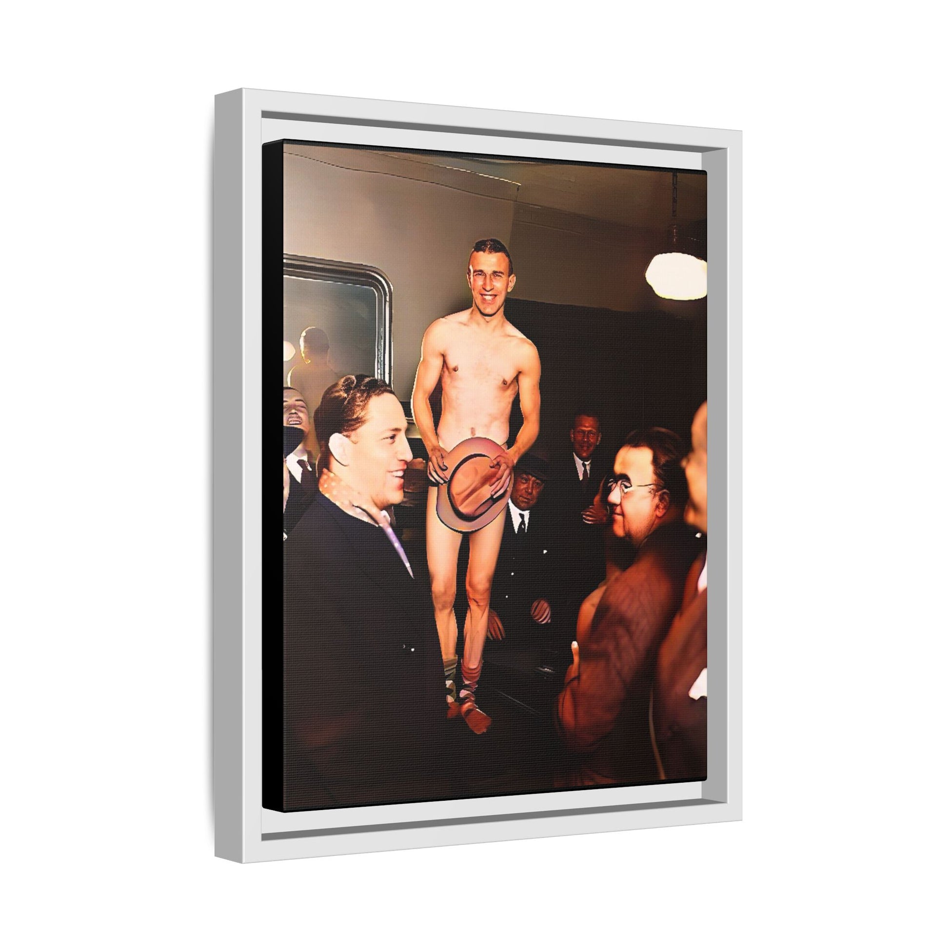 A restored vintage portrait of Jimmy, a dancer at The Slide in New York. This framed matte canvas captures LGBTQ+ history, vibrant nightlife, and the spirit of performance.