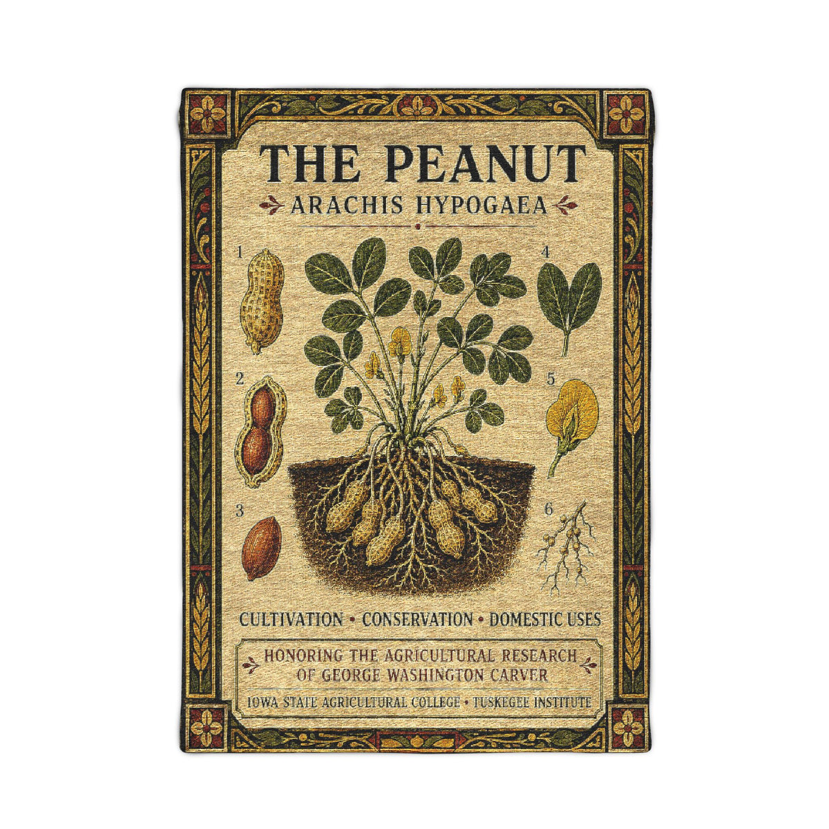 George Washington Carver Peanut Botanical Woven Wall Tapestry
