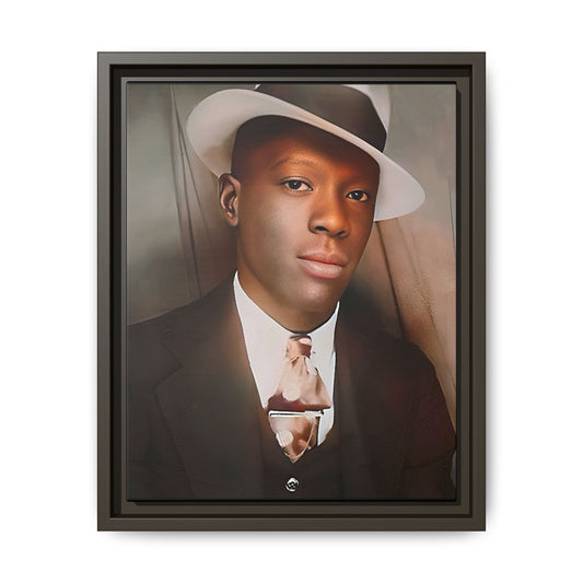 A framed vintage portrait on matte canvas featuring Louis in Meridian, Mississippi, capturing timeless elegance and classic sophistication. African-American Male Photo Booth