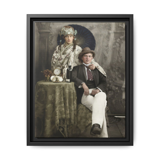 early twentieth century studio portrait vintage photograph framed canvas wall art