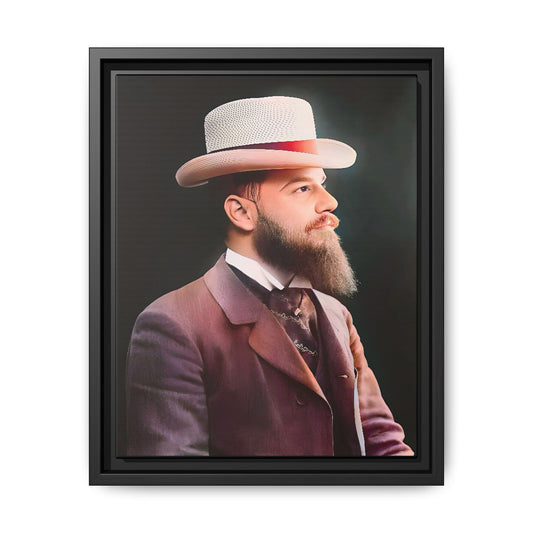 A restored Belle Époque portrait of Jean-Etienne from Le Marais, Paris. This framed matte canvas print captures the sophistication, elegance, and charm of vintage Parisian culture, making it a timeless addition to any home or gallery space.