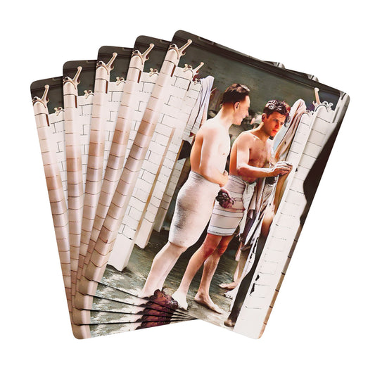 Vintage poker cards featuring a restored photo from Everard Baths, celebrating LGBTQ+ history and queer spaces.