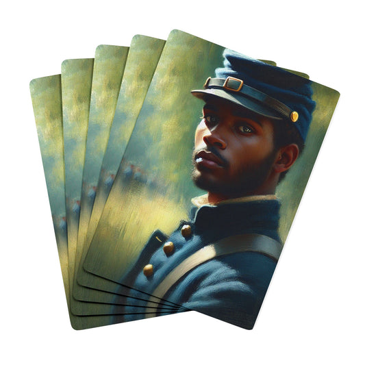 Union soldier portrait playing cards—Missing Grant Series 064, inspired by Grant Wood and Walt Whitman.
