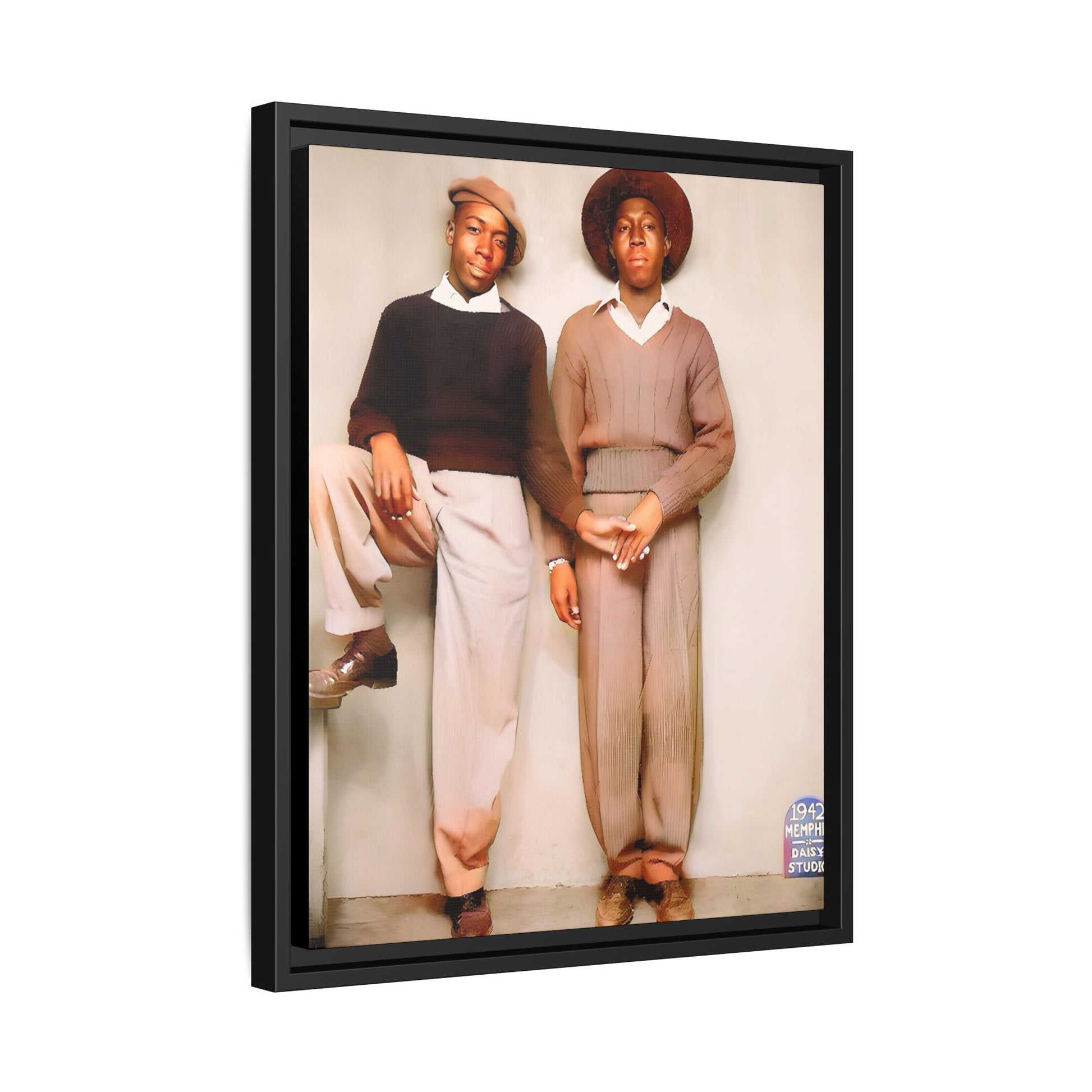 Vintage Gay studio portrait of Kenneth & Edgar, Memphis 1942. A beautifully restored black queer history canvas print celebrating love, resilience, and connection. Queer Couple