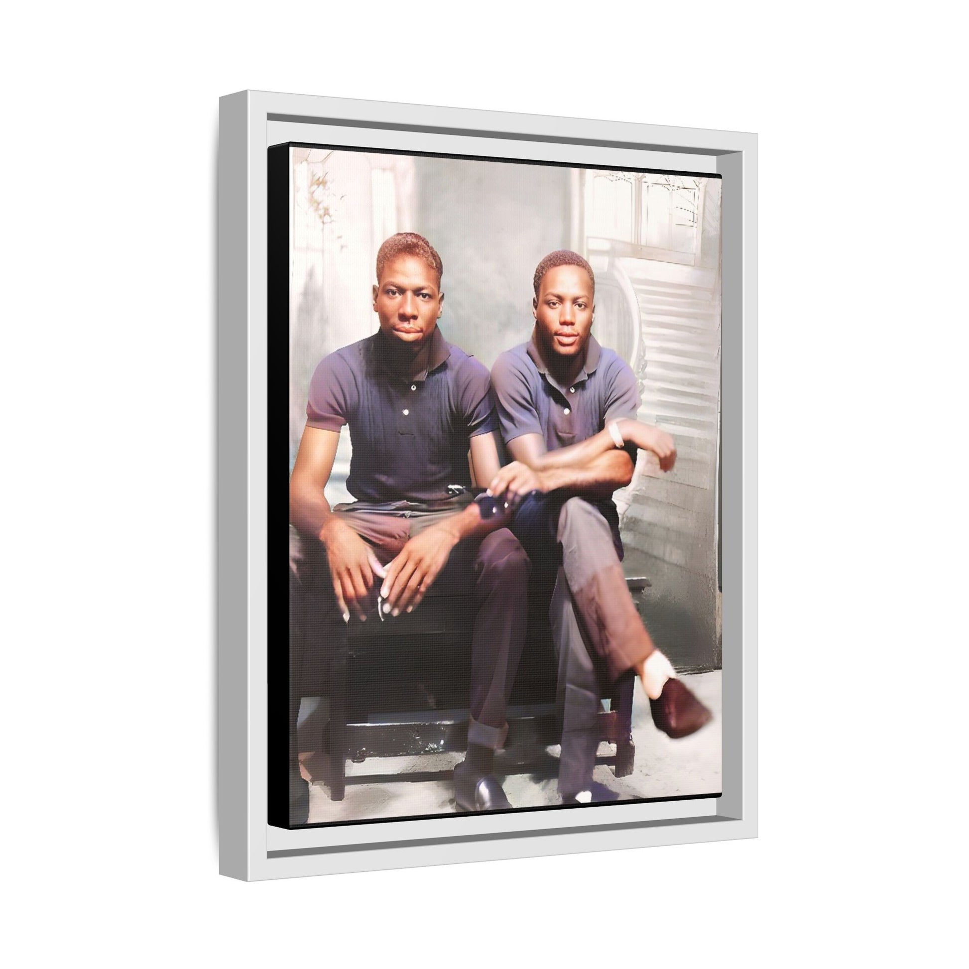 Vintage LGBTQ+ love portrait of Raymond & Paul in Brooklyn, NY. A tribute to African American queer history, now available as a museum-quality matte canvas print. A powerful statement piece celebrating love, identity, and resilience. Gay Couple
