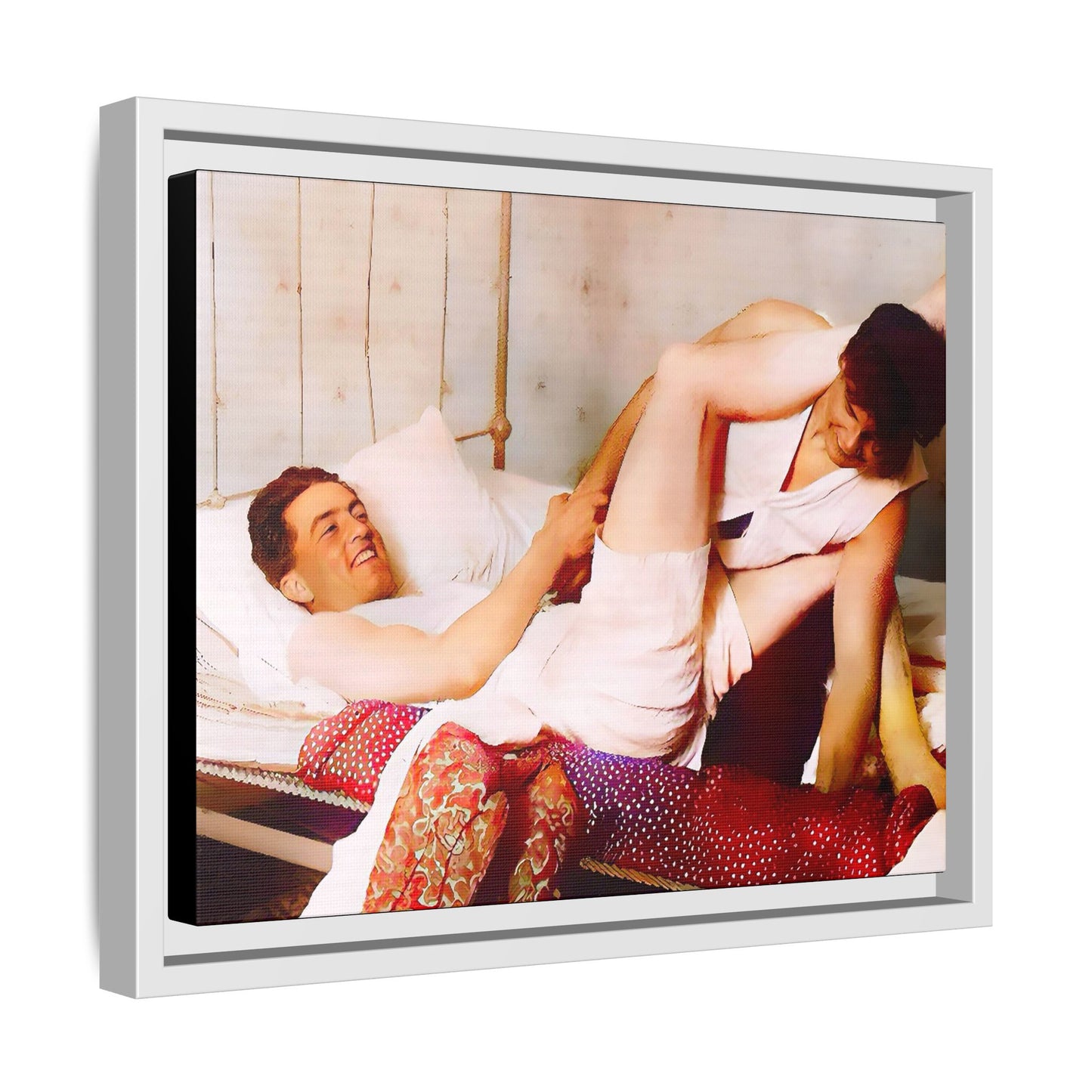 A restored vintage portrait of Andrew & Peter in Galena, Illinois. This framed matte canvas captures LGBTQ+ love, joy, and connection, making it a timeless and meaningful addition to any art collection or home decor. Gay Couple