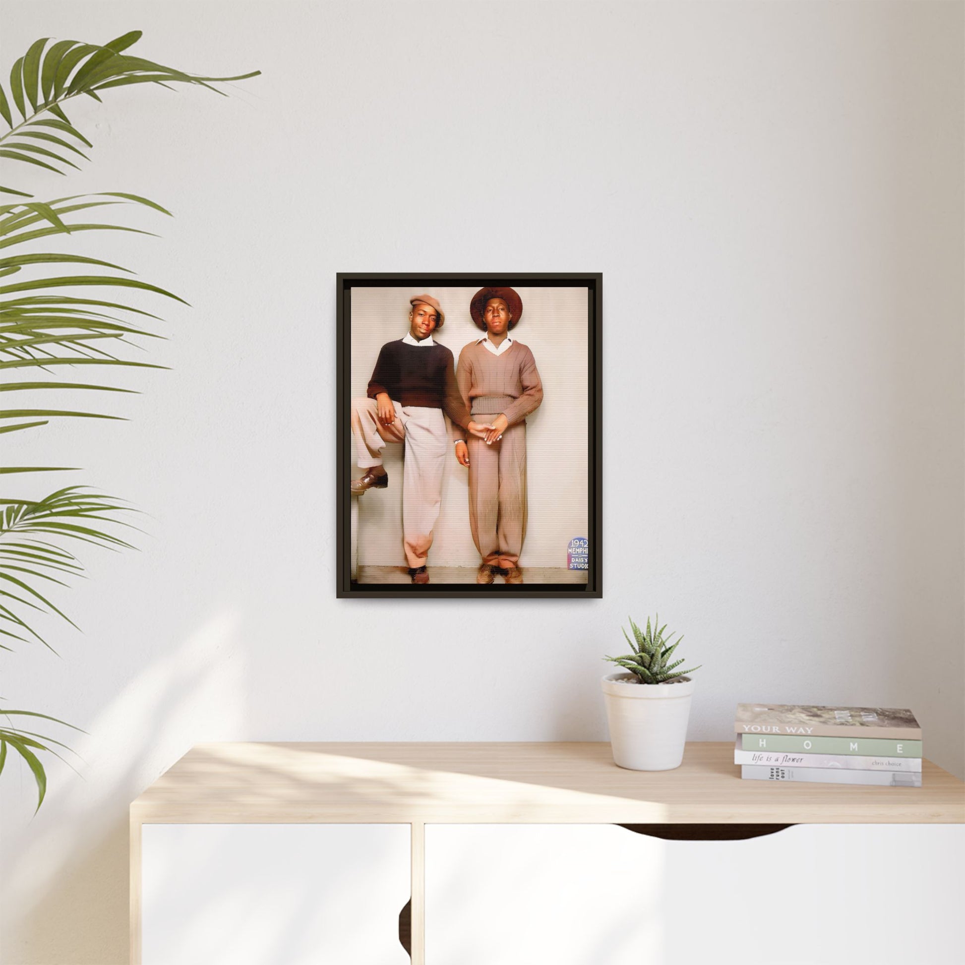 Vintage Gay studio portrait of Kenneth & Edgar, Memphis 1942. A beautifully restored black queer history canvas print celebrating love, resilience, and connection. Queer Couple