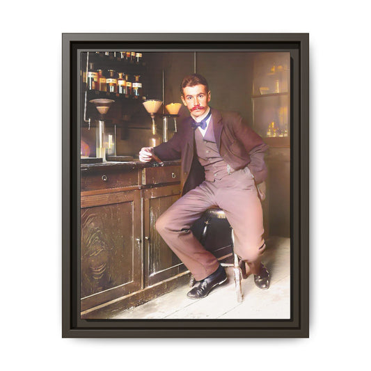 A restored vintage portrait of Dr. Kinnaird in Princeton, NJ. This framed matte canvas captures 19th-century academic excellence, intellect, and scientific history.
