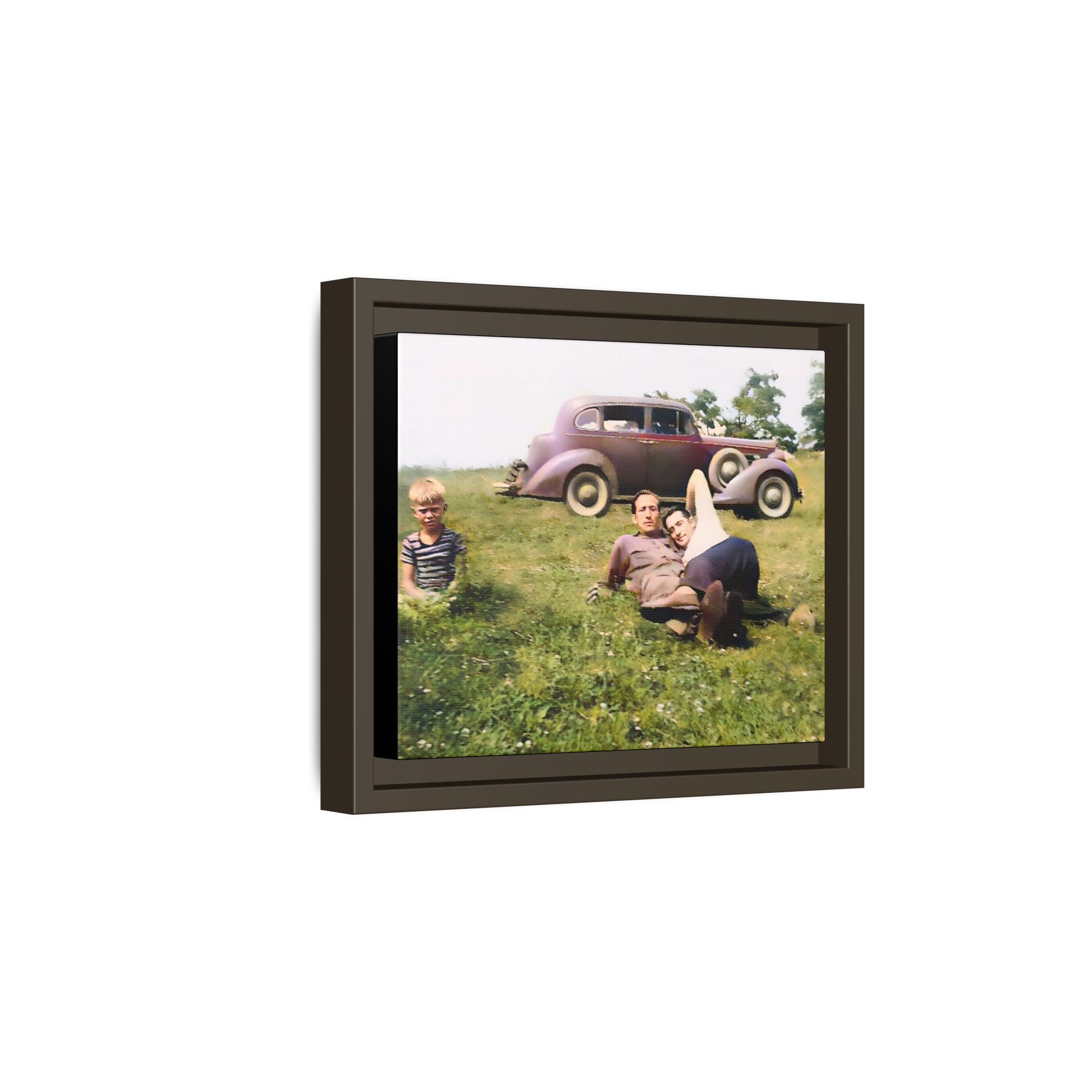 A vintage LGBTQ+ Fathers' Day portrait from Toms River, NJ. This framed matte canvas captures a tender moment of love, resilience, and family, making it a meaningful keepsake for collectors, history lovers, and those celebrating chosen family. Two Dads Vintage Photo