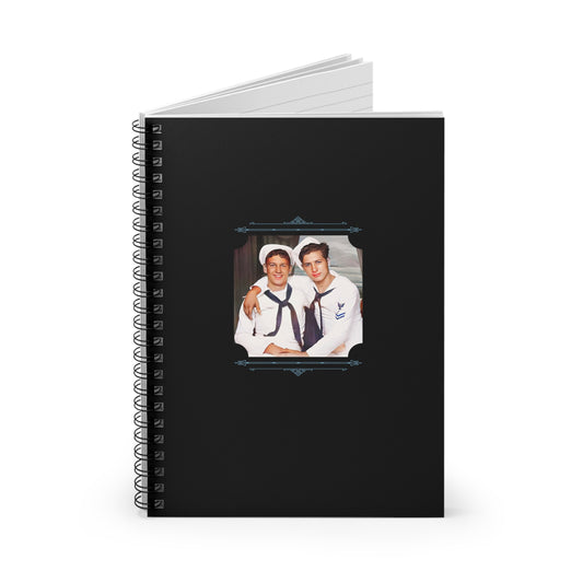 vintage gay sailors notebook, wwii navy couple, lgbtq spiral journal, navy pride stationery, queer photo gift