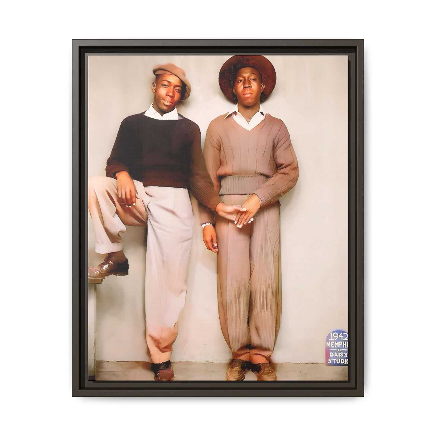 Vintage Gay studio portrait of Kenneth & Edgar, Memphis 1942. A beautifully restored black queer history canvas print celebrating love, resilience, and connection. Queer Couple