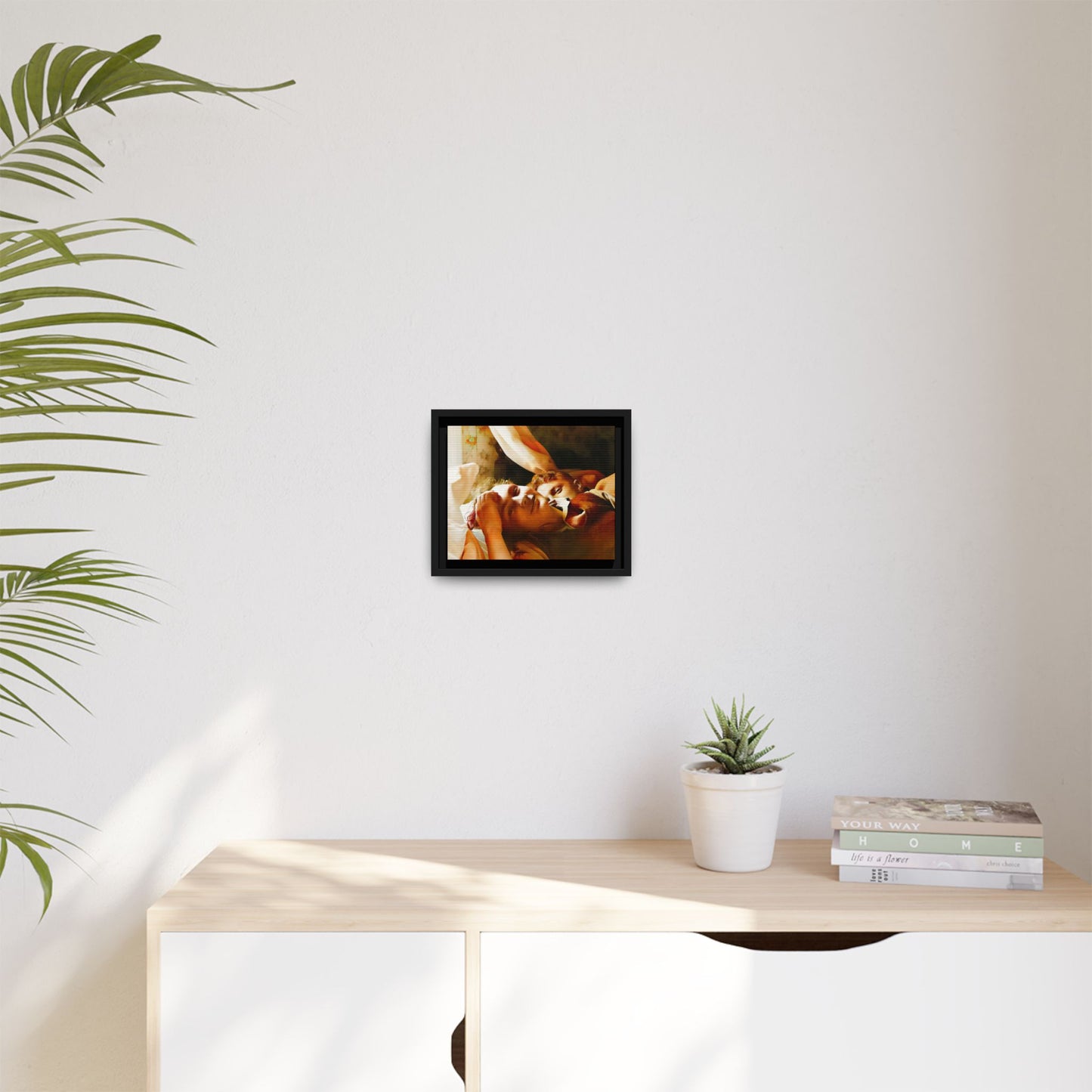 A heartwarming vintage portrait of Edwin and Floyd in Burlington, Vermont. This framed canvas print captures a quiet moment of LGBTQ+ love and intimacy, perfect for home decor, collectors, or as a sentimental gift celebrating timeless affection.
