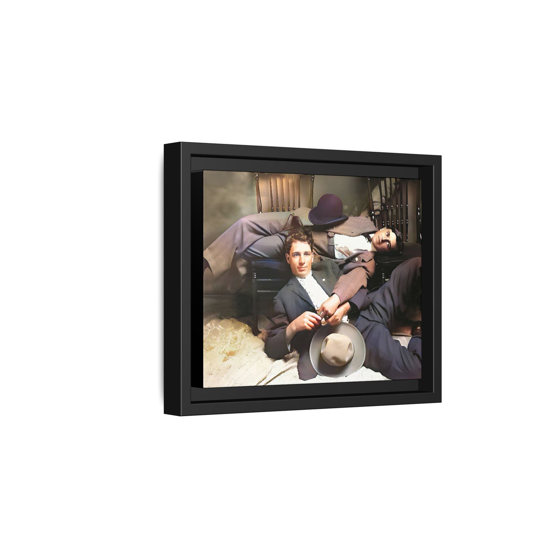 A vintage portrait of Victor & Benjamin in Madison, Wisconsin. This framed matte canvas captures LGBTQ+ history, love, and deep connection, making it a meaningful and timeless addition to any collection or home decor. Gay Couple