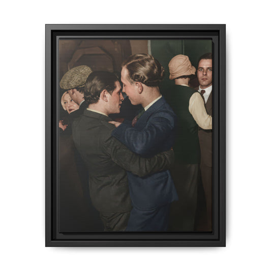 Vintage ballroom dance portrait with two men in close embrace