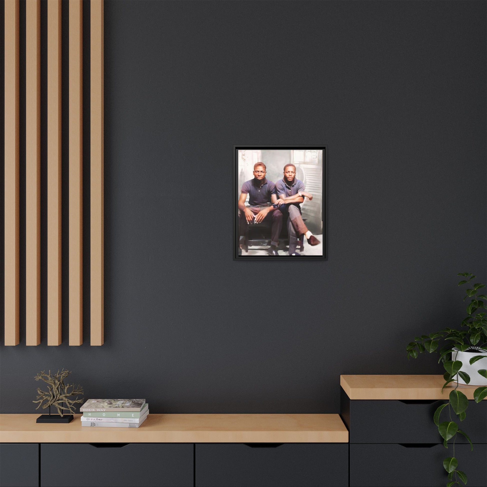 Vintage LGBTQ+ love portrait of Raymond & Paul in Brooklyn, NY. A tribute to African American queer history, now available as a museum-quality matte canvas print. A powerful statement piece celebrating love, identity, and resilience. Gay Couple